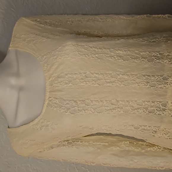 INDIGO SOUL Cream Lace Layered Ruffle Long Sleeve Boho Tunic - Picture 4 of 10